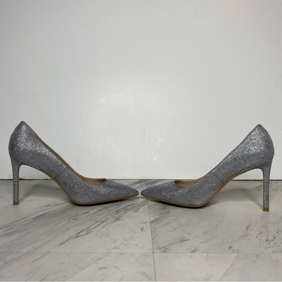 Stuart Weitzman Leigh 75 Sliver Sparkle Pump 9B - Picture 5 of 14